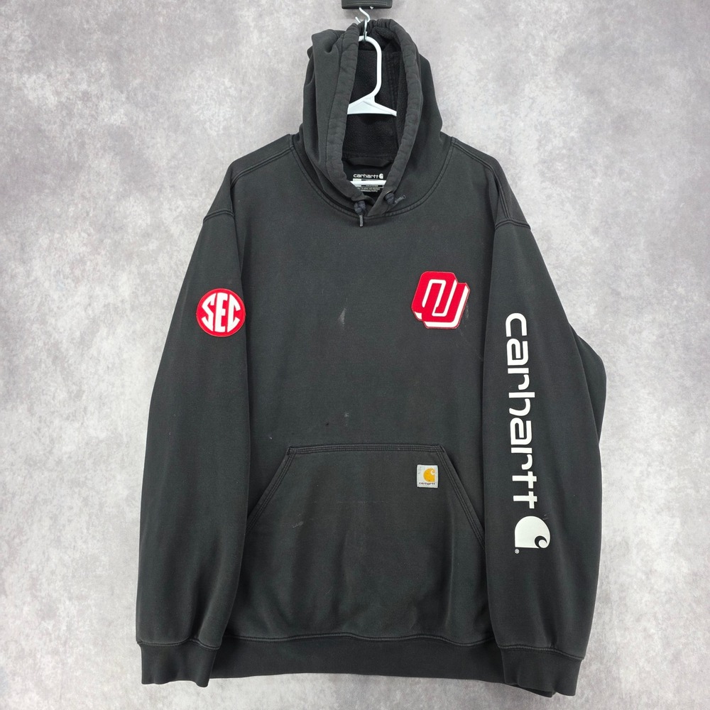Carhartt Oklahoma Sooners OU SEC Hoodie Mens XL Black Loose Fit Sweatshirt
